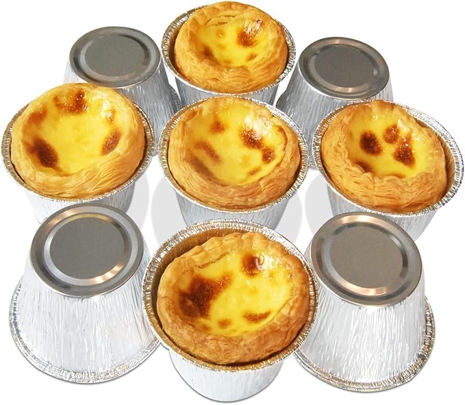 Aluminum Foil Baking Cups, Disposable Ramekin 4 Oz Silver Foil Cupcake liners, 150 Pcs Aluminum Baking Cups Egg Tart Liners for Baking, Cupcake, Pudding, Muffin, Creme Brulee