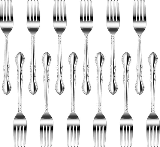 New Star Foodservice 58642 Rose Pattern, 18/0 Stainless Steel, Dinner Fork, 7.2-Inch, Set of 12