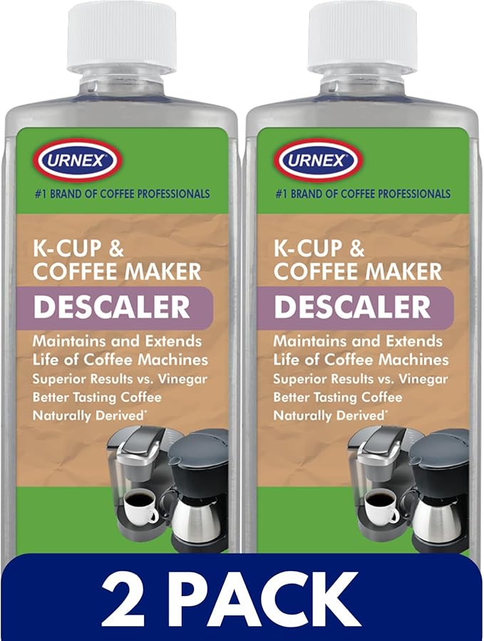 The Professional Barista's Choice - Urnex Keurig Compatible Coffee Maker Universal Descaling Solution (2 Pack, 2 Uses Per Bottle)