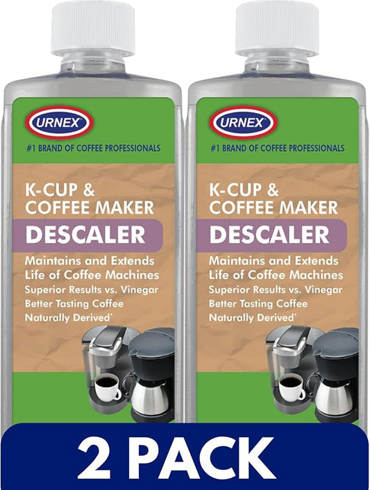 The Professional Barista's Choice - Urnex Keurig Compatible Coffee Maker Universal Descaling Solution (2 Pack, 2 Uses Per Bottle)