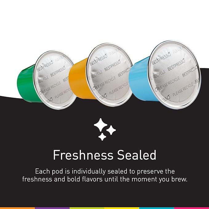 Bestpresso Coffee for Nespresso Original Machine 120 Aluminum pods Certified Genuine Espresso Decaffeinato Blend(Medium Intensity)Pods Compatible with Nespresso Original 60 Days Satisfaction Guarantee
