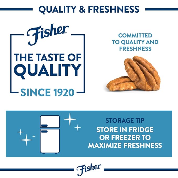 Fisher Chef's Naturals Honey Roasted Chopped Pecans 10oz Resealable Bag, Unsalted Raw Nuts for Cooking, Baking & Snacking, Vegan Protein, Keto Snack, Gluten Free