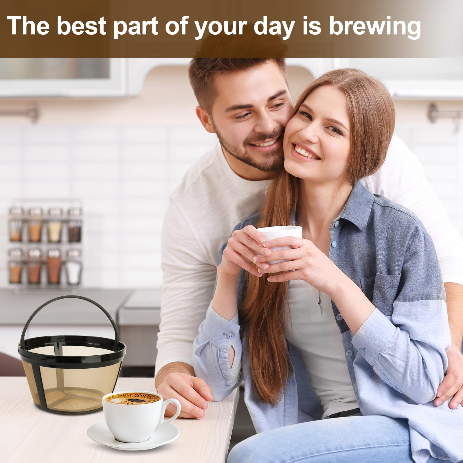 Reusable Coffee Filters 8-12 Cup Compatible with Black Decker Mr Coffee & Most Standard 8-12 Cup