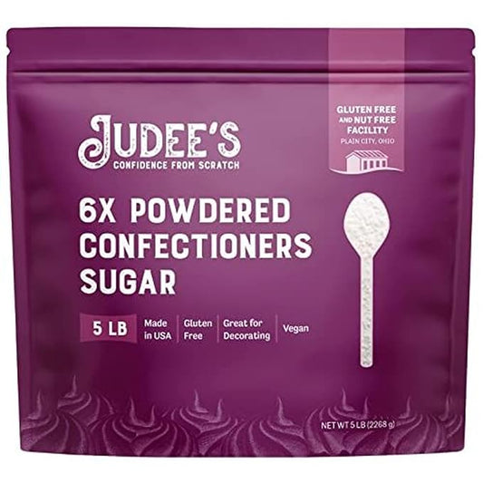 Judee?™s 6X Powdered Confectioners Sugar 5 lb - 100% Non-GMO, Gluten-Free, and Nut-Free - 6X Size Perfect for Icing, Frosting, and Dusting Baked Goods