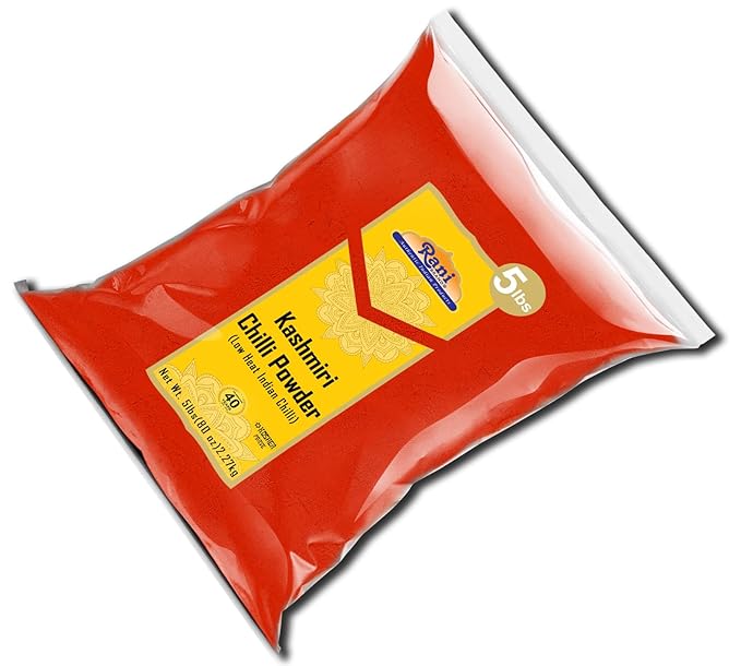 Rani Kashmiri Chilli Powder (Deggi Mirch, Low Heat) Ground Indian Spice 80oz (5lbs) 2.27kg Bulk ~ All Natural | Salt-Free | Vegan | No Colors | Gluten Friendly | NON-GMO | Kosher | Indian Origin