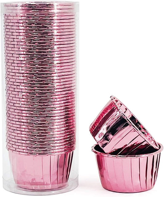Party Hippo Disposable Foil Muffin Liners, 3.5 Oz 50 pcs, Gold & Rose Gold Cupcake Baking Cups