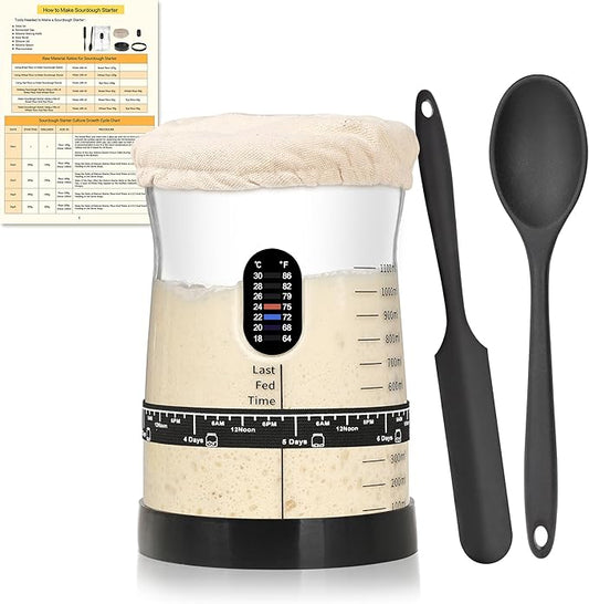 Pro Sourdough Starter Kit- 50oz Large Capacity Sourdough Starter Jar, 17 Flavorful Fermentation Recipes, Sourdough Bread Baking Supplies for Making Delicious Sourdough Breads(1PCS)