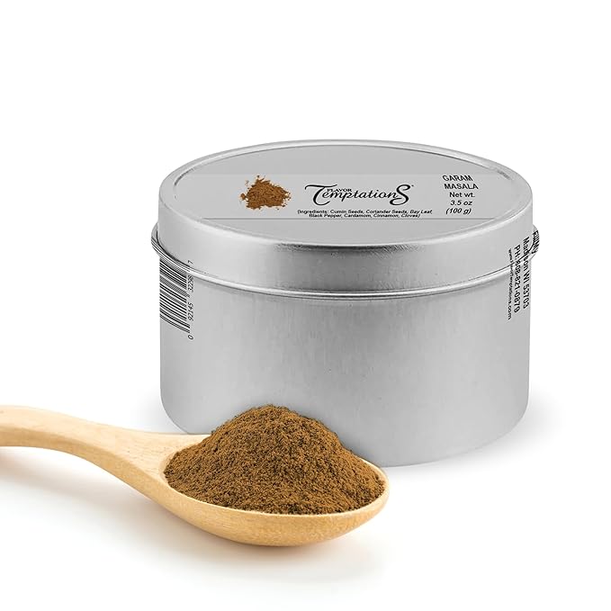 Garam Masala Powder Indian Food Seasoning, Organic 7 Spice Blend, All Natural, Gluten free, Salt free, Vegan, by Flavor Temptations ??1 Tin, 3.5 oz (100 g)