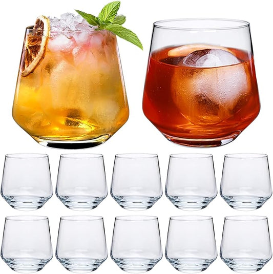 Wine Glasses Set of 12, 13 oz Heavy Base Glasses Drinking Glasses for Scotch, Cocktail, Whiskey and Juice, Dishwasher Safe Glassware, Gifts for Friend,Ideal Glassware for Special Moments