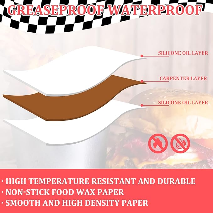Tanlade 1000 Pcs Deli Paper Sheets 12 x 12 Inches Sandwich Paper Deli Basket Liner Wrap Food Basket Liners Wrapping Checkered Sheets for Bread and Sandwiches(Black, Red)