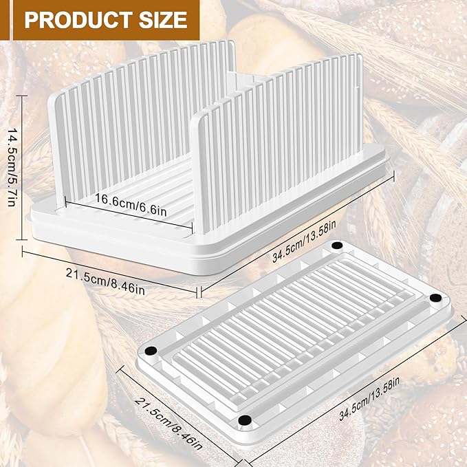 Upgrade Pull Out Bread Slicer for Homemade Bread, Foldable Bread Slicing Guide,Removable Cutting Board, Slice Evenly, Bread cutter slicer Suitable for Bread Making Supplies