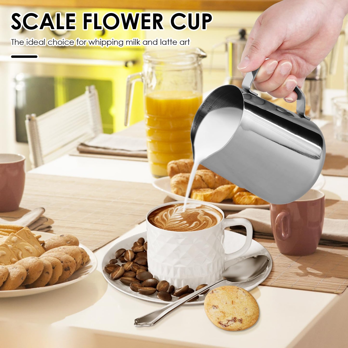 2 Pack Milk Frothing Pitcher 900ml 32oz Large Capacity Steaming Pitchers