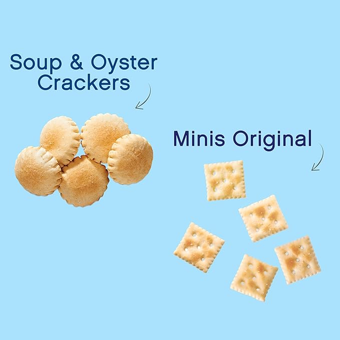 Premium Saltine Crackers Variety Pack, 2 Mini and 2 Soup & Oyster Crackers, Lunch Snacks, Bulk Snacks, 4 Packs
