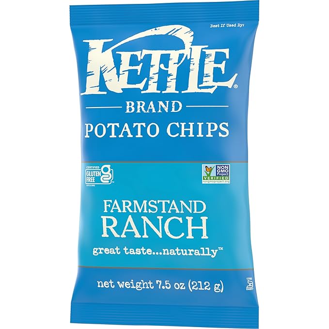 Kettle Brand Potato Chips, Farmstand Ranch Kettle Chips, 7.5 Oz (Pack of 12)