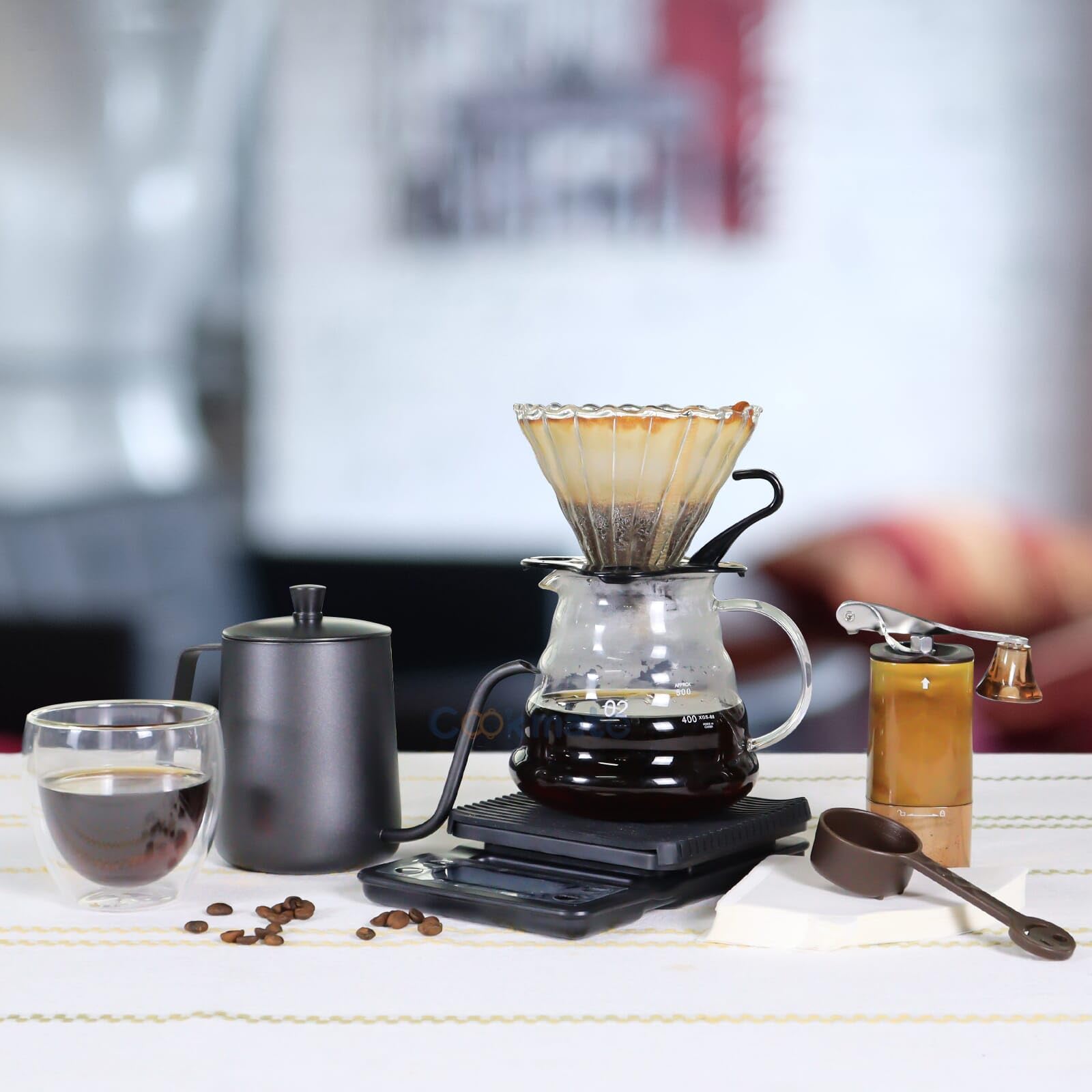 SOTECH Pour Over Coffee Maker Set, Coffee Kettle Scale, Pour Over Coffee Dripper, Bean Grinder