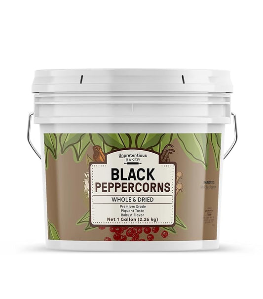 Unpretentious Whole Black Peppercorns, 1 Gallon, Pepper Mill & Grinder Refill, Robust Flavor, Resealable Bucket
