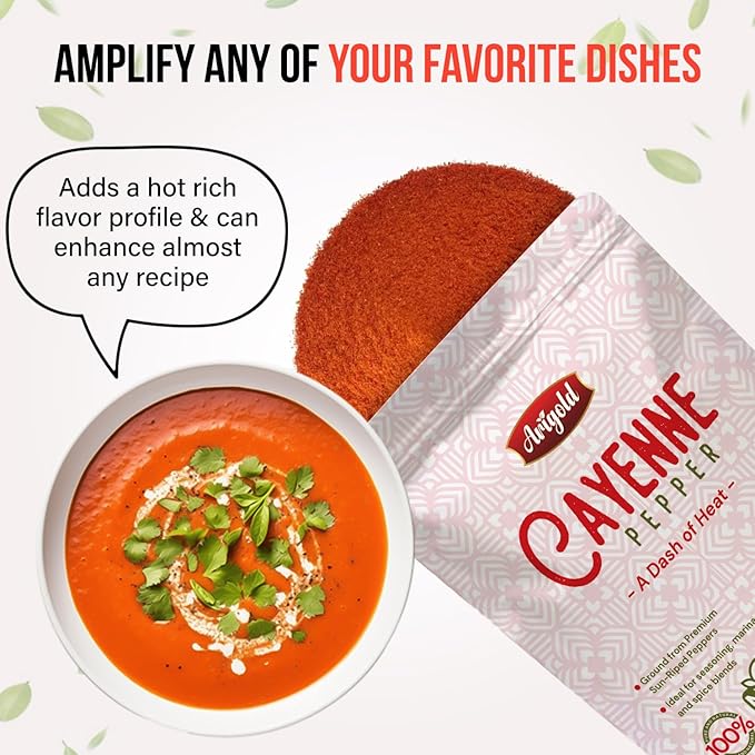 Arigold All-Natural 1LB Cayenne Pepper Powder | Natural Sun-Dried Red Pepper 100% Chemical-Free, Hot Spice 60,000-80,000 SHU | Non-GMO, Non-Irradiated, Additive Free, Gluten-Free | Perfect for Cooking ??Resealable Bag Bulk Cooking Seasoning.