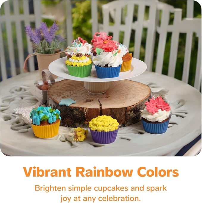GUSTO [500 Count] Standard Colorful Cupcake Liners, Muffin Liners for Baking, Food Grade & Grease-Proof, Durable Baking Cups for Muffins, Cupcakes, and More - Assorted Colors - Formerly Comfy Package