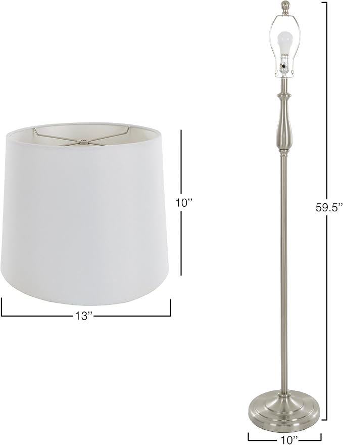 3-Piece Home Lighting Set - Coordinating Bundle with 2 Table Lamps and 1 Floor Lamp for Home and Office Decor by Lavish Home (Silver)
