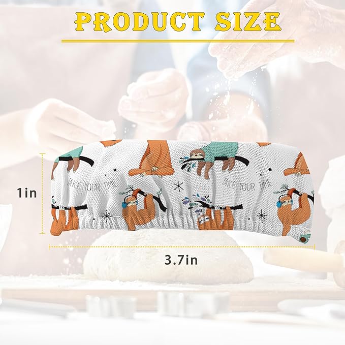 5-Pack Cloth Covers for Sourdough Starter Jar, Cute Sloth Music Cloth Covers Reusable Cloth Lid Top Sourdough Cover Bread Fermentation Baking Supplies for 3-4 Inch Jar Mouth