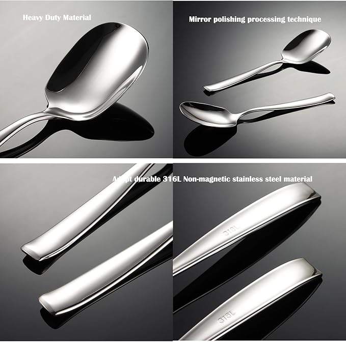 Large Serving Spoon, Premium 316L Stainless Steel Buffet Serving Spoon 9.5 Inch (1pack)