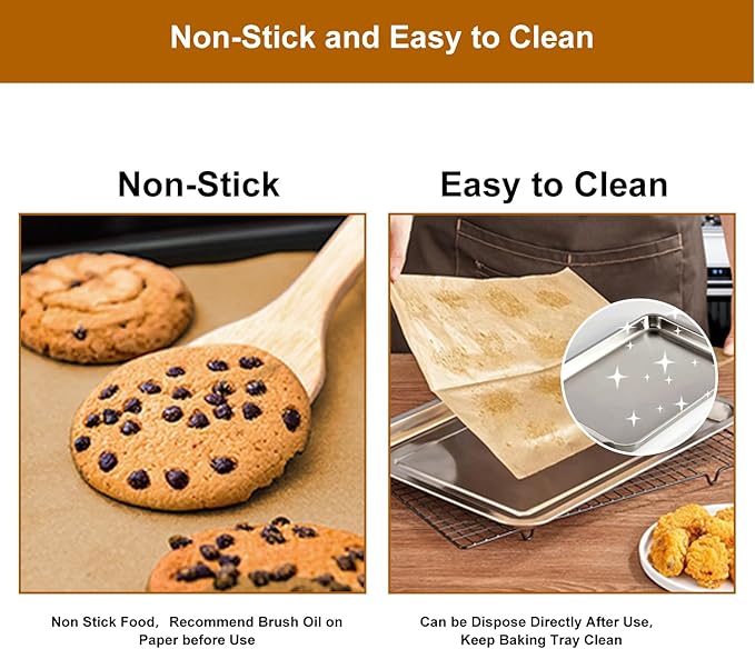 O2frepak Parchment Paper Baking Sheets 300 PCS 12"x16" Pre Cut Non-Stick Baking Tray Mat,Oil Resistant and Waterproof Baking Paper,Fit for Food Baking,Cooking,Grilling,Air Fryer and Steaming