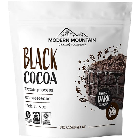 Black Cocoa Powder (5 lb) Bake the Darkest Chocolate Baked Goods, Achieve Rich Chocolate Flavor, Natural Substitute for Black Food Coloring, Dutch-Processed Cocoa Powder, Unsweetened, Extra Dark, Fair Trade Certified