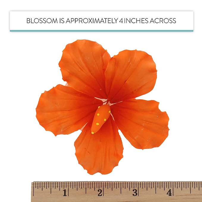 Global Sugar Art Hibiscus Sugar Cake Flowers, Orange with Deep Orange, Hawaiian Cake Flower Large 3 Count by Chef Alan Tetreault.
