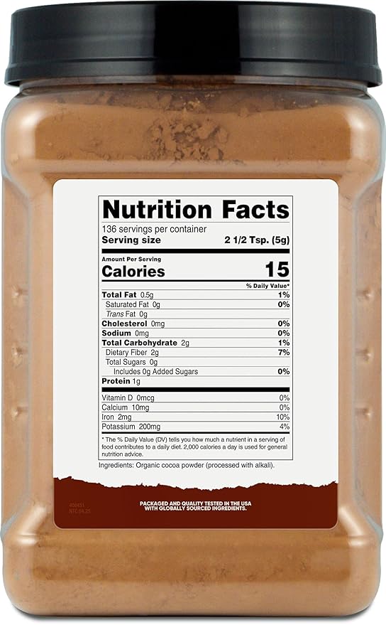 Nutricost Pantry Organic Cocoa Powder (1.5 Pounds Per Bottle) Non GMO, Gluten Free, Vegan, Baking Powder