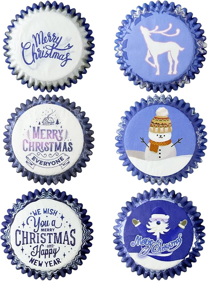 QiQee Christmas Mini 300PCS Gradient Cupcake Liners - 6 Designs, Small Size