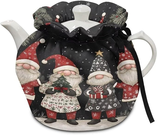 Christmas Gnome Tea Cozy for Teapot Insulated for Keeping Warm Kitchen Home Decorative Accessories Keep Warm Tea Kettle dust Cover for Machine Washable