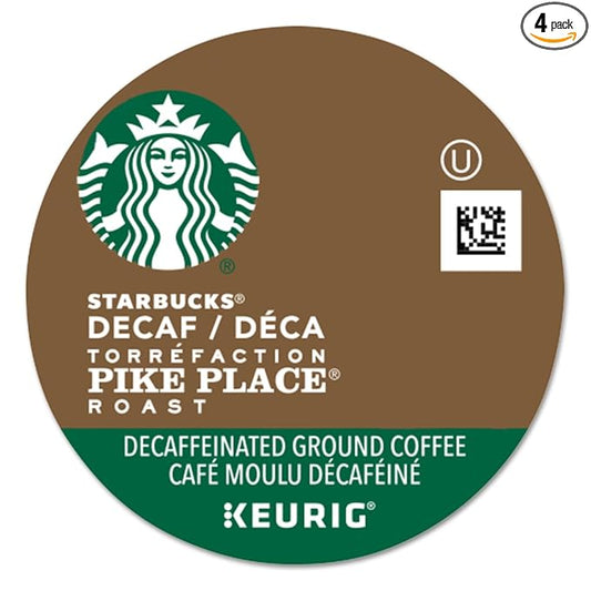 Starbucks K-Cup Coffee Pods, Medium Roast Coffee, Decaf Pike Place Roast, 100% Arabica, 4 boxes (96 pods total)