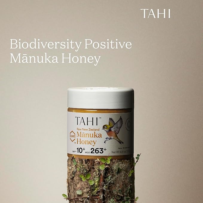 Tahi Raw Manuka Honey New Zealand UMF 10+ Certified (MGO 263+) - 100% Sustainable, Monofloral and Natural Honey - Non-GMO, Glyphosate-Free and Gluten-Free - New Zealand Manuka Pure Honey - 8.81oz
