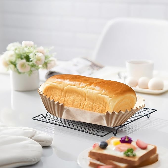 100 Pack 7.5 Inch Loaf Pan Liners, Non-Stick Cake Baking Sheets, Unbleached & Greaseproof Baking Paper for Cookies, Cupcakes, Bread.