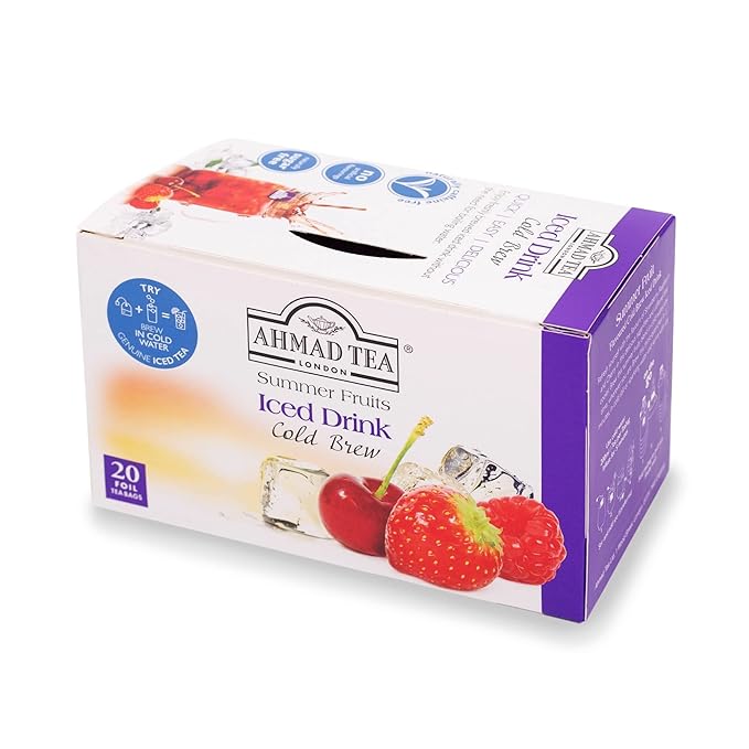 Ahmad Tea Herbal Tea, Cold Brew Summer Fruits Teabags, Iced Tea, 20 ct (Pack of 6) - Decaffeinated