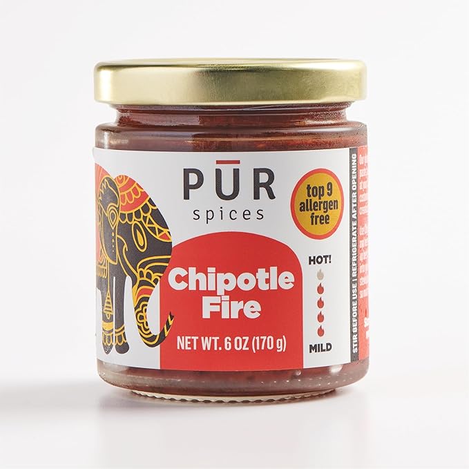 PUR Spices Tasty Gift Box I Set of Three Hot Sauces and Cooking Pastes I Recipe Card and Jar Opener Included I Plant Based, Gluten Free, No sugar added, Preservative and Additive Free | 6oz Each (Pack of 3)