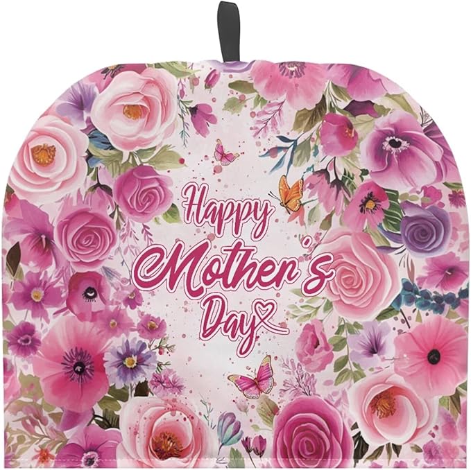 Mother's Day Roses Kettle Dust Cover Large Tea Cosy Portable Easy to Clean Tea Pot Dust Cover Insulated Tea Cosy Suitable for Kitchens Hotels or Cafes