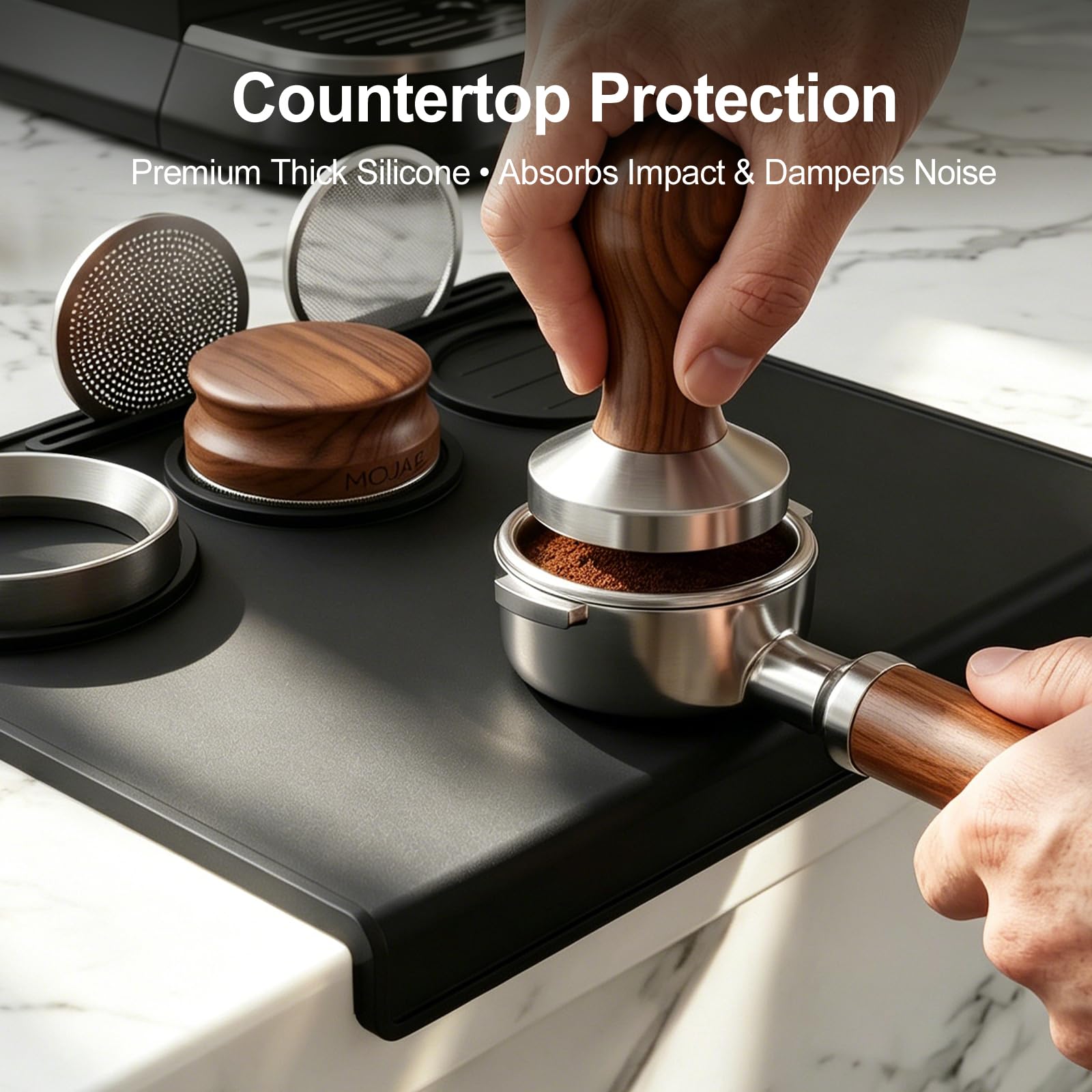Loprfonase Espresso Tamping Mat, 90° Corner Silicone Coffee Tamper Mat