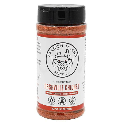 Dragon Island Spice - Nashville Chicken Seasoning | Fried Chicken Rub - Spicy Poultry Blend - Paprika, Chipotle, Ancho, & Habanero Chiles - Large Spice Jar