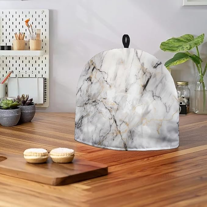 Hudotybom Grey Marble Print Tea Cozy for Teapot Insulated Large Teapot Cover to Keep Warm Tea Kettle Cover Machine Washable Coffee Pot Cloth Covers Kitchen Home Decorations