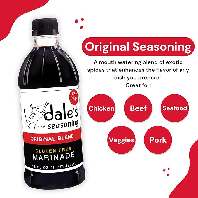 Original Steak Seasoning By Dale's, Gluten-free I No Cholesterol | Delicious on Meats, Fish, Poultry | (3) 16 oz Bottle | No Long Marinating, Savory Blend of Exotic Spices!