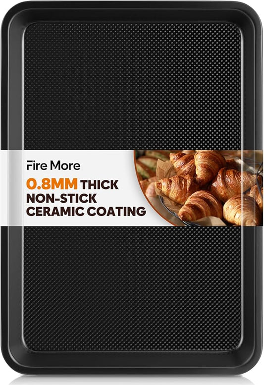 Cookie Sheet for Baking, Ceramic Quarter Baking Sheet Pan, Thicker Carbon Steel Baking Sheet Non Stick, 12.8 x 9 Inch Baking Tray for Oven
