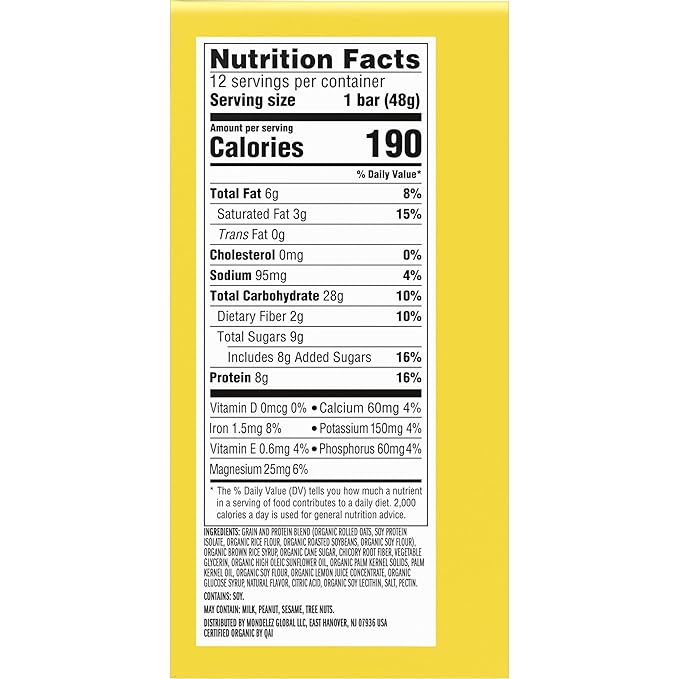 LUNA Bar - LemonZest Flavor - Gluten Free Snack Bars - Non-GMO - Protein Bars - Made with Organic Oats - Value Pack (12 Pack)