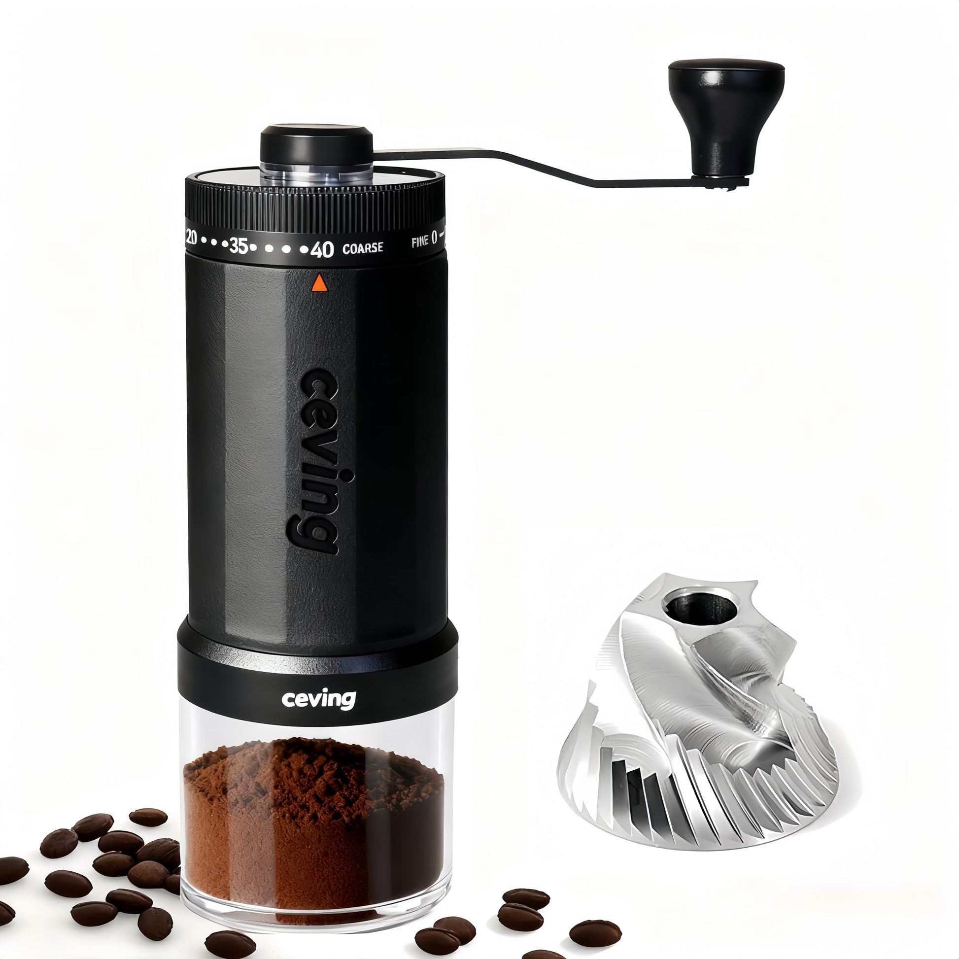 CEVING World's First 60g Large Capacity Manual Coffee Grinder, Black