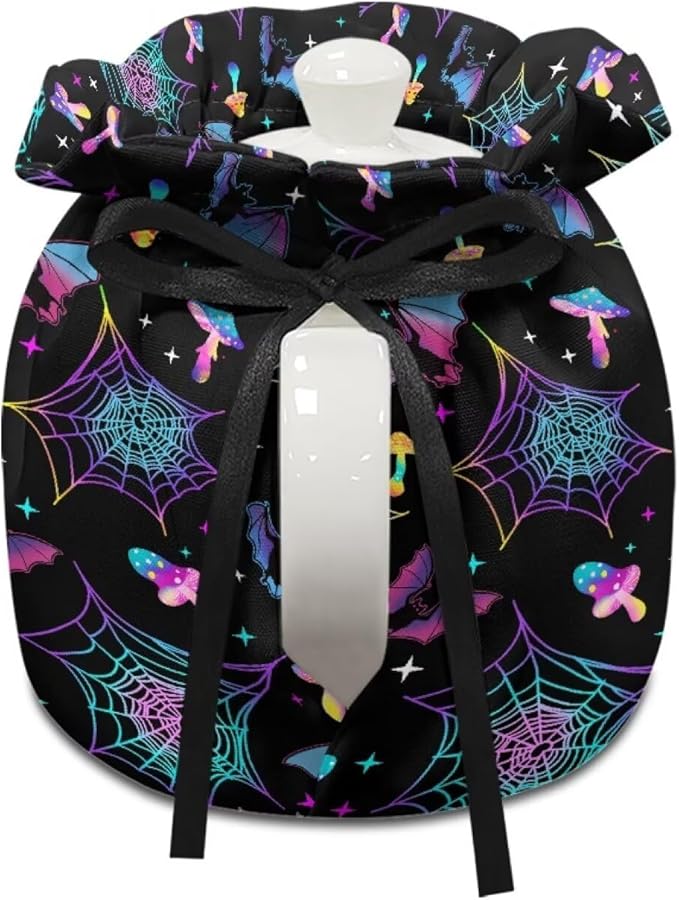 Spider Bat Tea Pot Cover for All Saints' Day Extra Thick Teapot Cozy Keeping Warm,Washable Teapot Insulation Cover for All Saints' Eve Resuable Teapot Dust Protector for Kitchen Decorative