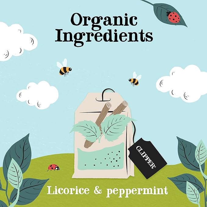 Clipper Tea Peppermint & Licorice Teabags ??Caffeine Free, USDA Organic, Great Hot or Iced ??Sweet, Refreshing, Natural, Fair & Delicious Sweet ??50 Tea Bags