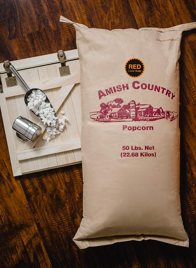 Amish Country Popcorn | 50 lbs Bag Red Kernels | Old Fashioned, Non-GMO and Gluten Free (50lbs Bag)