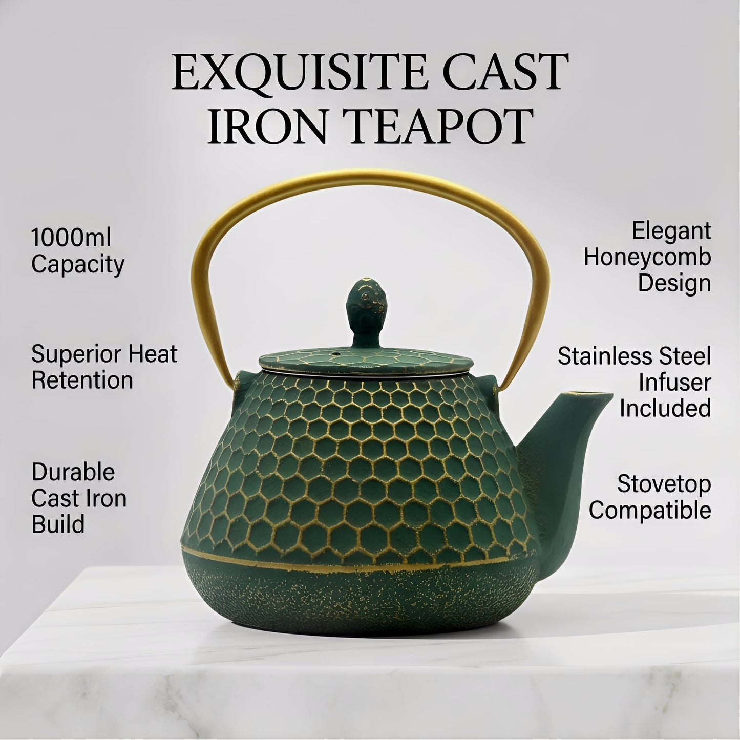 Cast Iron Tea Kettle, Japanese Tetsubin Teapot Coated with Enameled Interior, Durable Cast Iron
