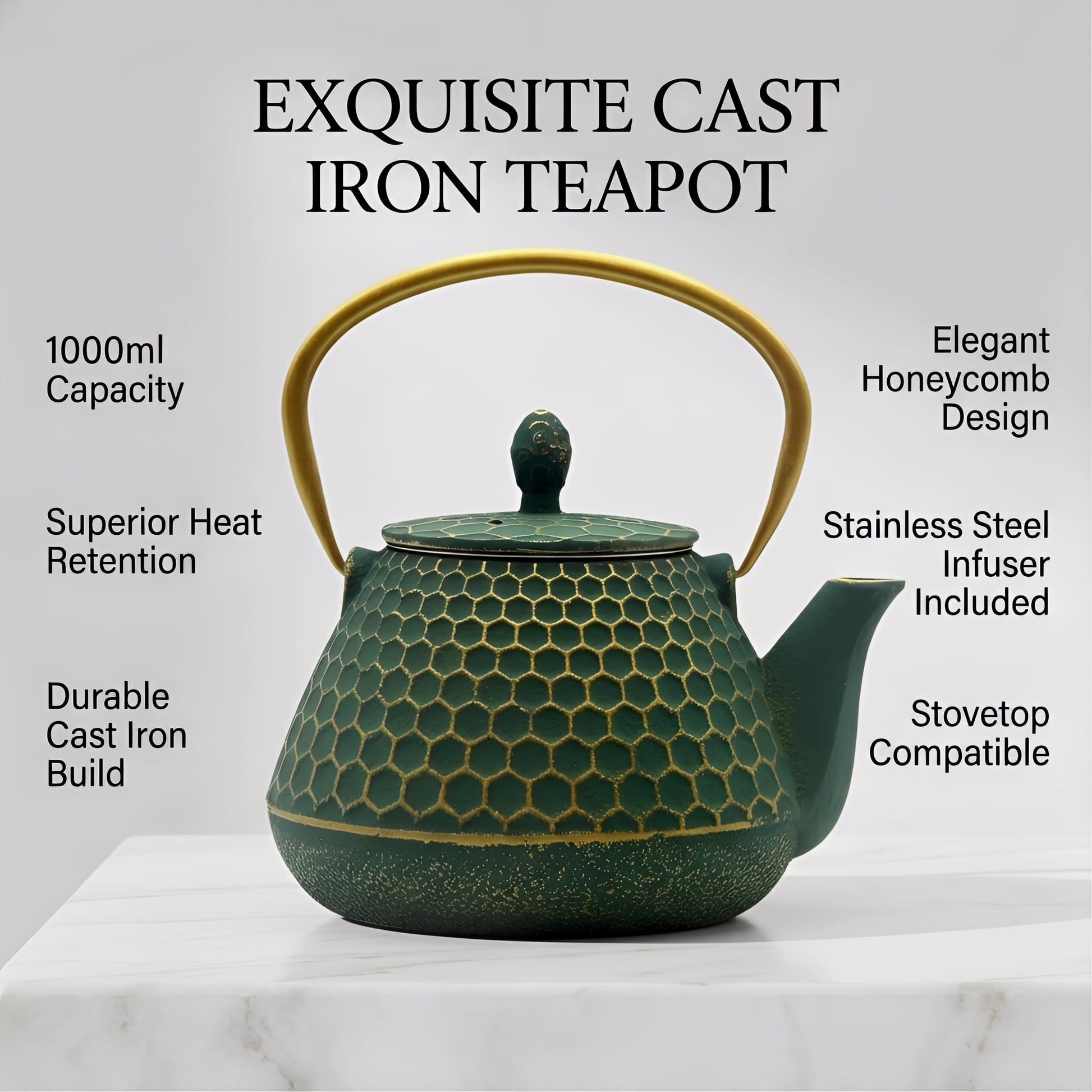 Cast Iron Tea Kettle, Japanese Tetsubin Teapot Coated with Enameled Interior, Durable Cast Iron