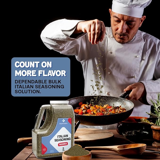 Dependable Food Italian Seasoning - 2 Lb. Resealable Jug - Non-GMO, Natural, No Additives, No Salt, Allergen-Free, Kosher